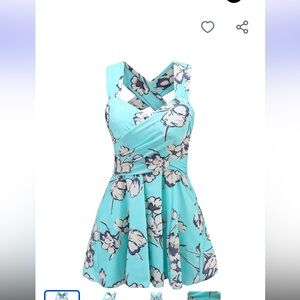Cocopear Floral One-Piece Swimdress in Aqua